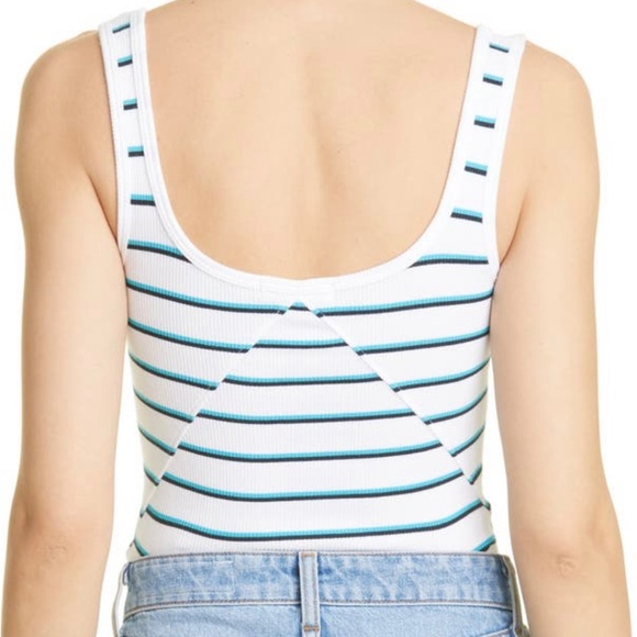 Rag & Bone Women's The Essential Stripe Rib Tank, White/Blue, Small - Picture 6 of 9